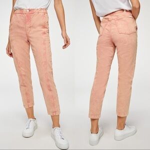 NEW 7 For All Mankind High Waist Cropped Straight Leg Jeans Mineral Rose